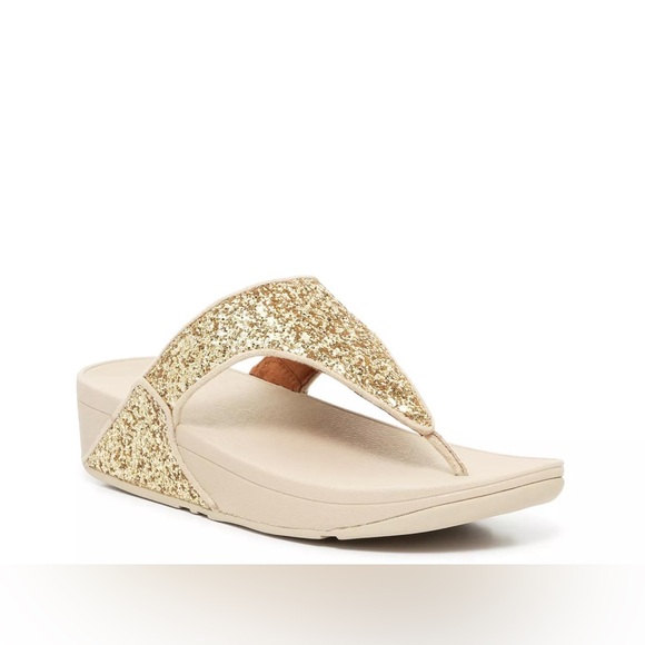 Fitflop Shoes - FITFLOP SHIMMA GLITTER TOE POST SANDALS GOLD METALLIC 8